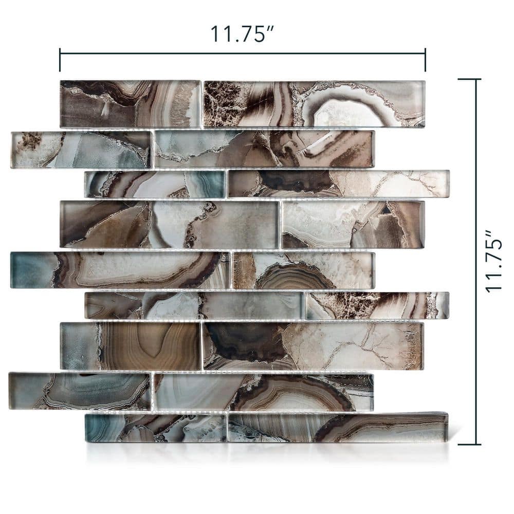 Myst Agate Inspired Glass Brick Joint Mosaic Wall Tile