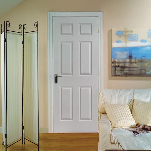 Textured 6-Panel Solid Core Primed Composite Single Prehung Interior Door