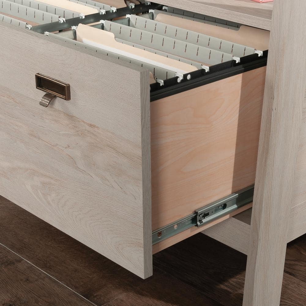 Chalked Chestnut Lockable Lateral File Cabinet with Open Shelf