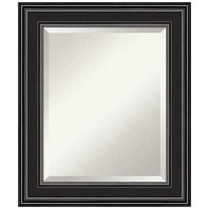 Medium Rectangle Satin Black Beveled Glass Modern Mirror (25.75 in. H x 21.75 in. W)