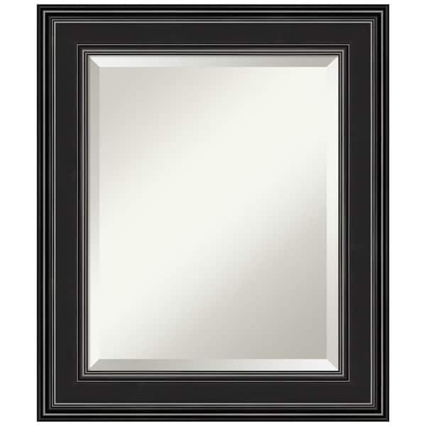 Amanti Art Medium Rectangle Satin Black Beveled Glass Modern Mirror (25.75 in. H x 21.75 in. W)