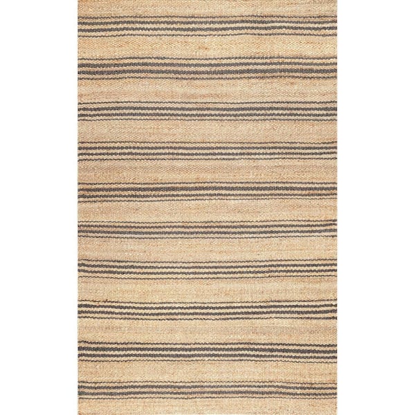 Sycamore Striped Jute Natural 12 ft. x 15 ft. Indoor/Outdoor Patio Area Rug