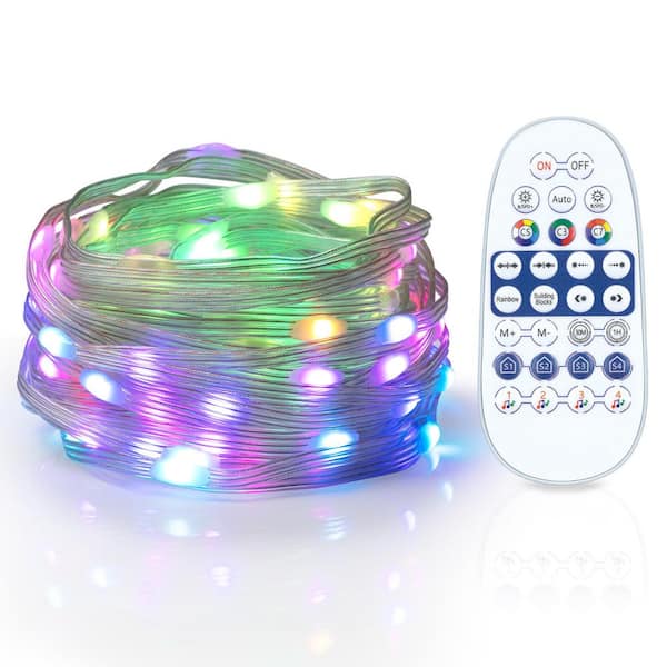 40 ft. USB Powered Sound Reactive RGBIC Dot Lights with 28key Remote Control