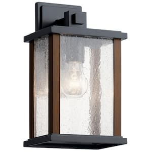 Marimount 12.75 in. 1-Light Black Outdoor Hardwired Wall Lantern Sconce with No Bulbs Included (1-Pack)