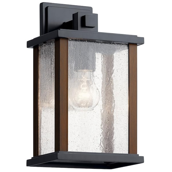 KICHLER Marimount 12.75 in. 1-Light Black Outdoor Hardwired Wall Lantern Sconce with No Bulbs Included (1-Pack)