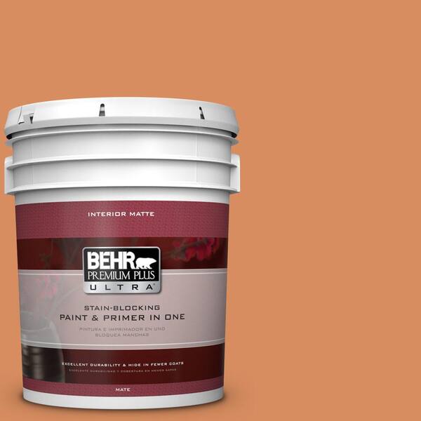 BEHR Premium Plus Ultra 5 gal. #M220-6 Pumpkin Puree Matte Interior Paint and Primer in One