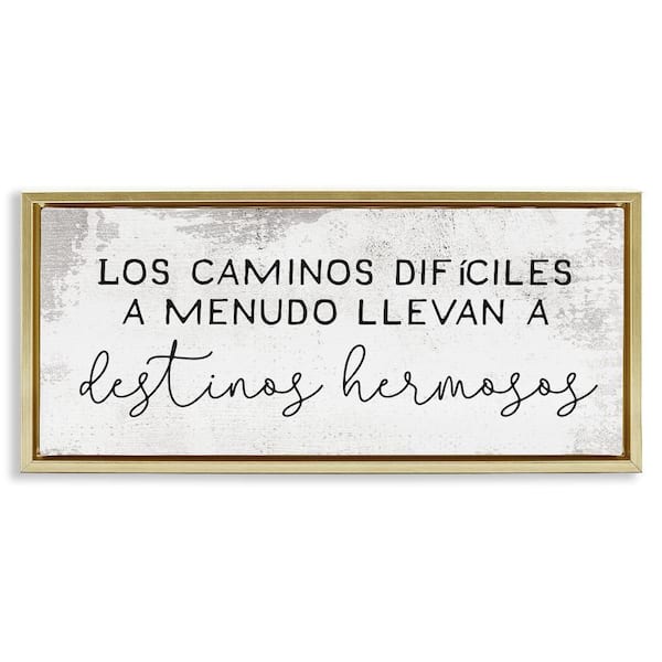 Stupell Industries Difficult Roads Motivation by Lil' Rue Gold Floater Frame Typography Graphic Art Print 11 in. x 25 in.