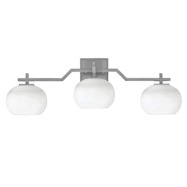 Unbranded Bridgewater 27.75 in. 3 Light Vanity Light Graphite with 7 in. White Muslin Glass Shades, No Bulbs Included