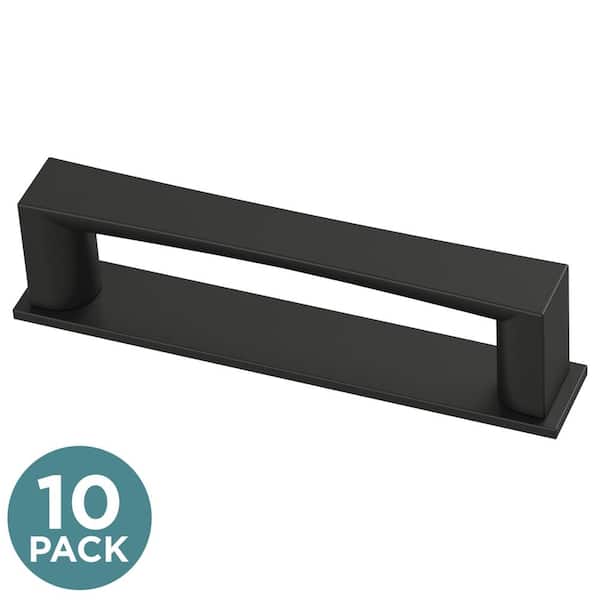 Liberty (10-Pack) Geometric Square Backplate 3-3/4 in. (96 mm) Modern Matte Black Cabinet Handle Drawer Bar Pulls