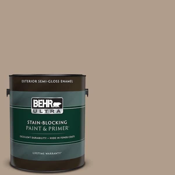 BEHR ULTRA 1 gal. #BNC-14 Over the Taupe Semi-Gloss Enamel Exterior Paint & Primer