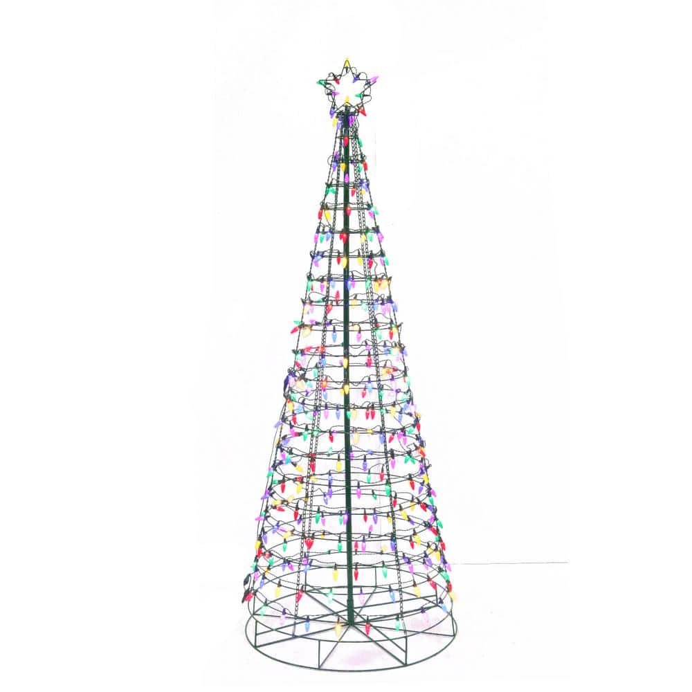 Brightown LED Christmas Cone Tree Light with Star Topper, 6ft 265 LED  Outdoor Lightshow Christmas Tree with 8 Modes Remote, Dimmable Artificial