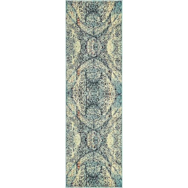 Unique Loom Vita Munch Blue 2' 0 x 6' 7 Runner Rug