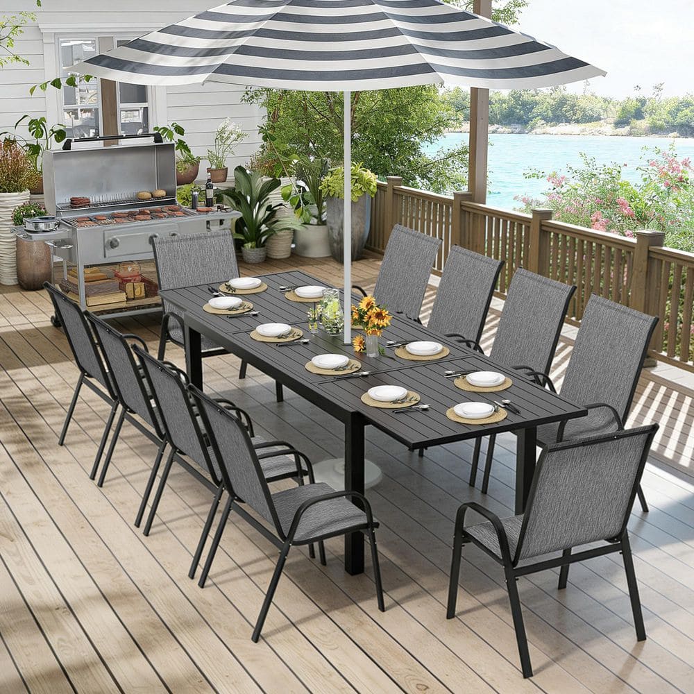 ダイニングテーブル Terrace dining table 12*60 INNUMIA 11-Pieces Aluminum Rectangle Outdoor Dining Set with 106.3