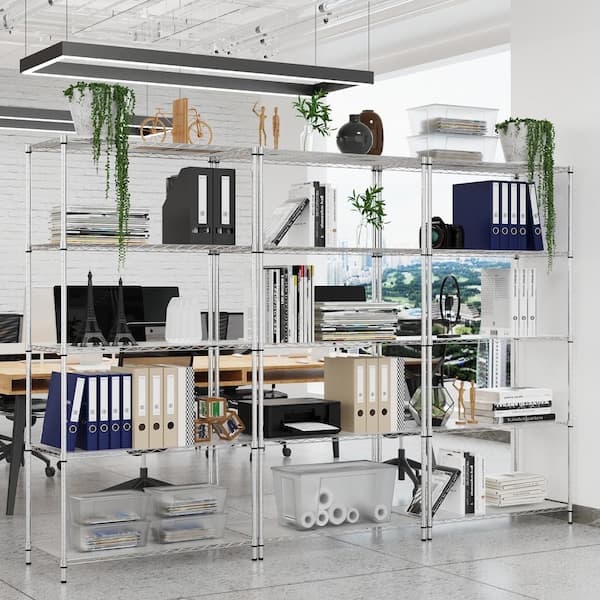FUNKOL 5-Tier Heavy Duty Steel Wire Shelving Unit in Chrome (16 in. W x 36 in. H x 72 in. D)