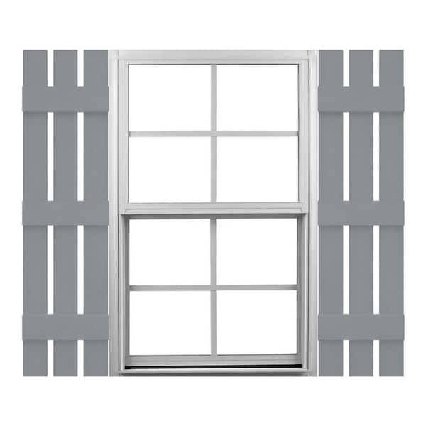 Ekena Millwork TailorMade 12 in. W x 56 in. H Vinyl Board and Batten Shutters Pair in Platinum