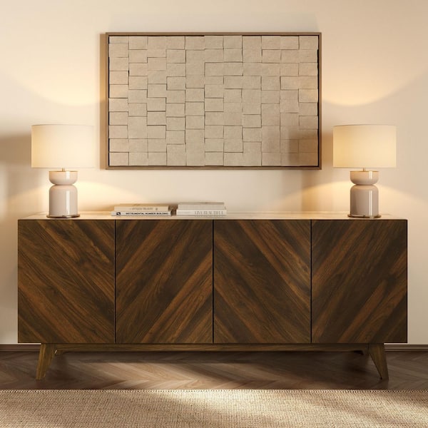EDGEMOD Soren Walnut Veneer 70 in. Sideboard with Doors