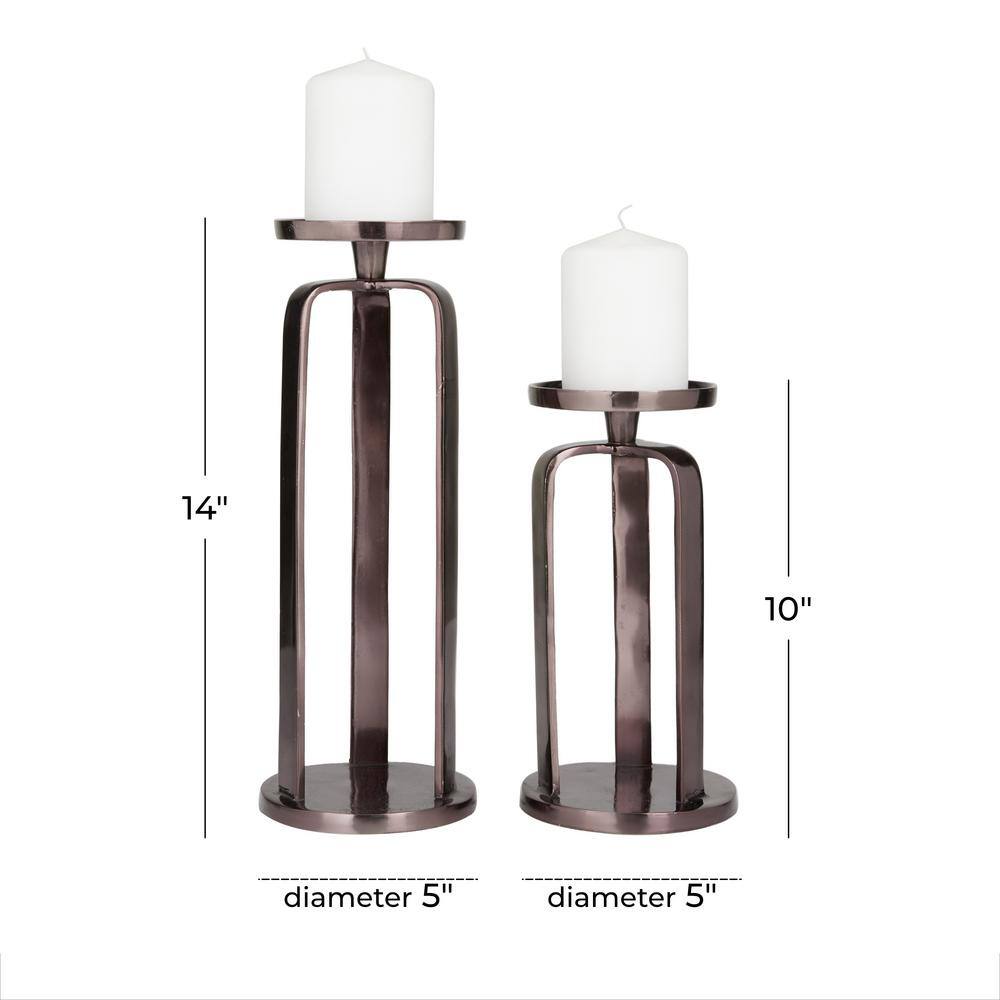 Modern Black Aluminum Geometric Tabletop Candle Holder Set