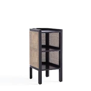 Versailles 11.81 in. Black and Natural Cane U-Shaped Ash Wood End Table