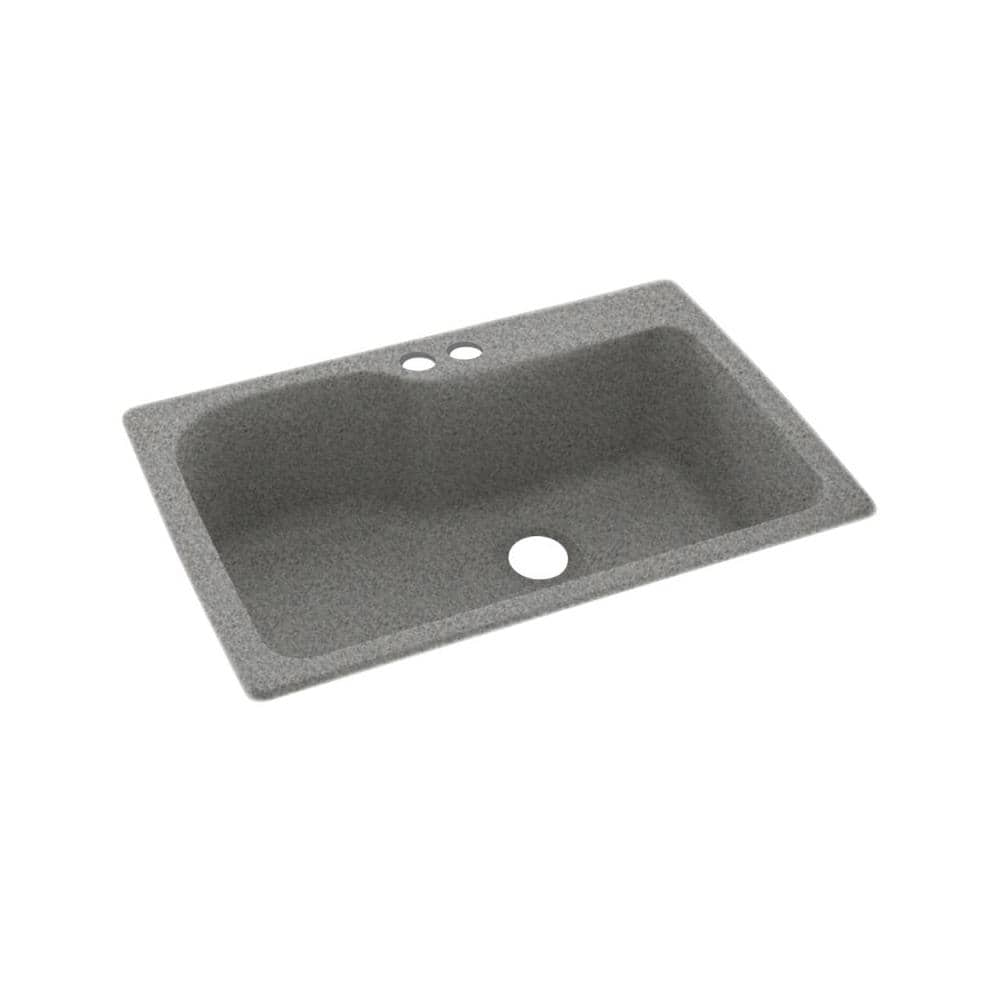 Swan Dual Mount Gray Granite Solid Surface 33 In X 22 In 2 Hole   Gray Granite Swan Drop In Kitchen Sinks Ks03322sb 042 2b 64 1000 