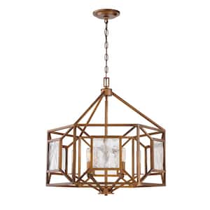 Athina 6-Light Gilded Bronze Chandelier with Clear Artisian Glass Shades For Dining Rooms