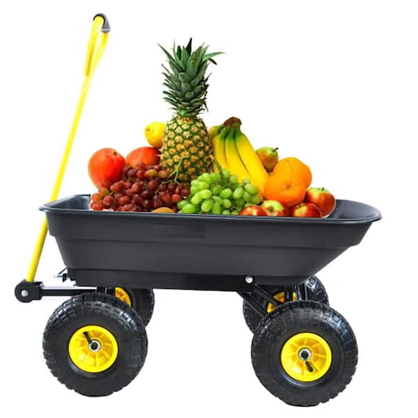 Deliesn 1 cu. ft. Steel Folding Shopping Garden Cart in Black
