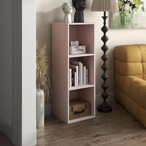 Quincy 35.27 in. Tall Stackable Light Pink Engineered Wood 3-Shelf Modern Modular Slim Bookcase