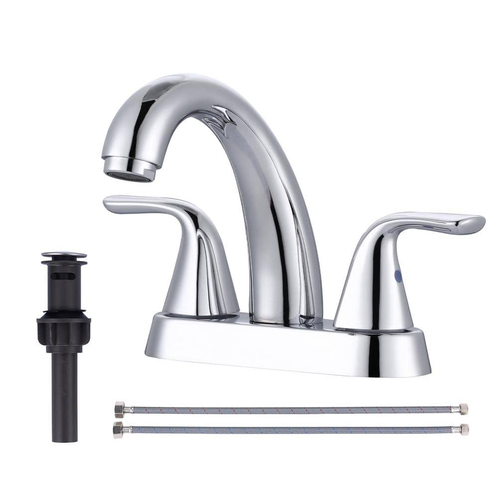 ALEASHA 4 in. Centerset Double Handle High Arc Bathroom Sink Faucet ...