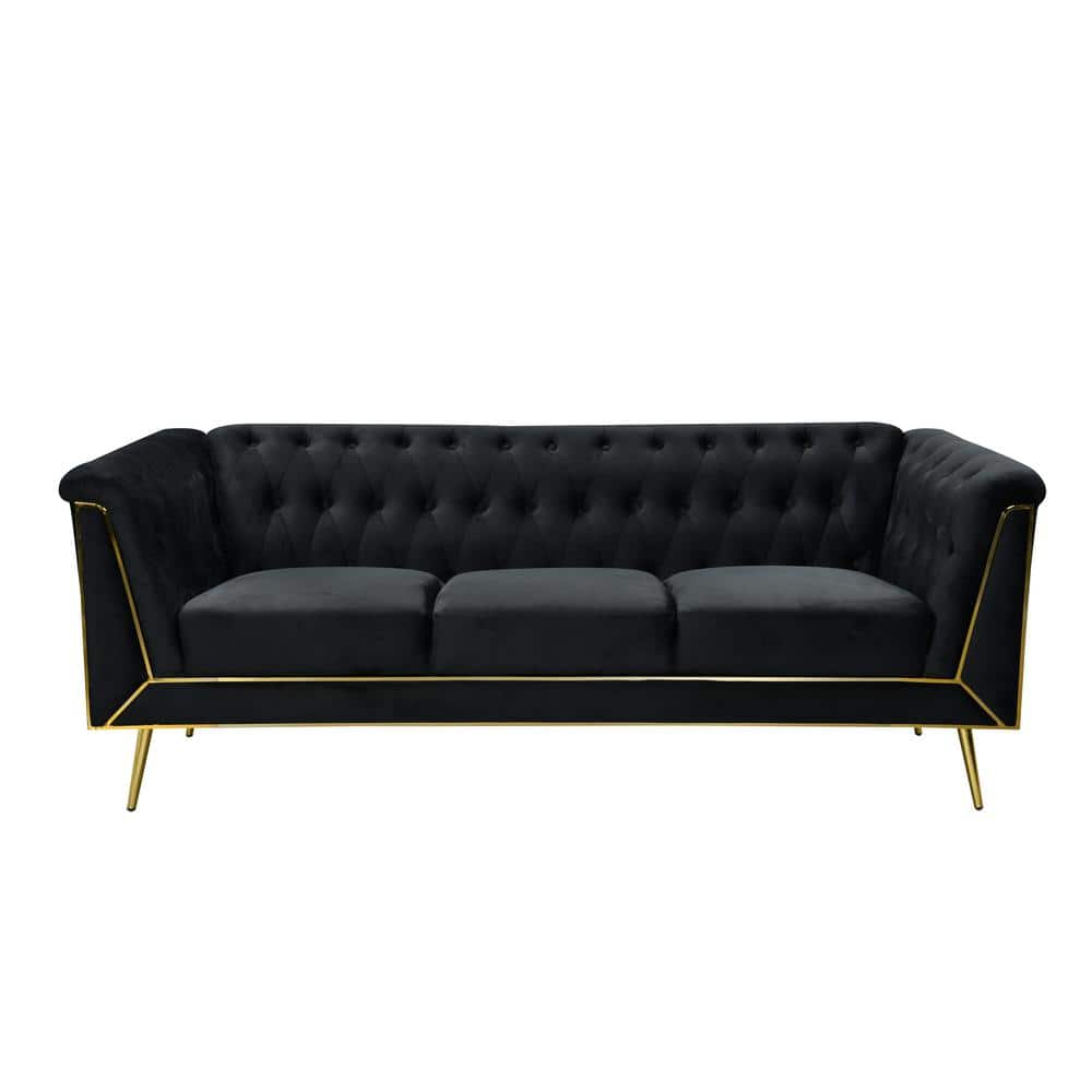 Best Master Furniture Windsor 80 in. L Flared Arm Velvet Rectangle Sofa ...