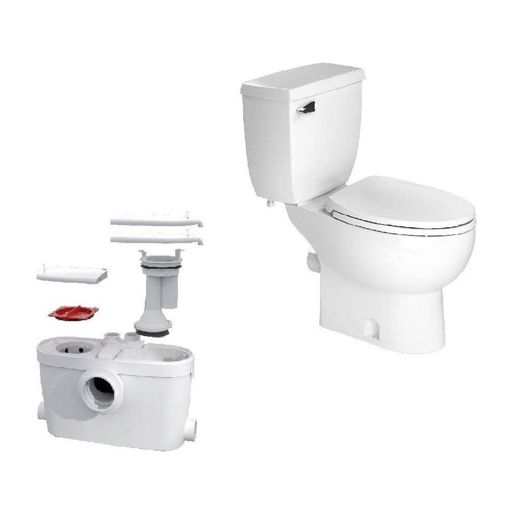 Saniflo Saniaccess3 2 Piece 1280 Gpf Single Flush Elongated Toilet With 5 Hp Macerating Pump In White 082005087 The Home Depot