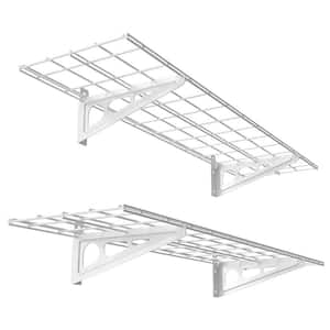 12 in. x 48 in. Steel Garage Wall Shelf with Brackets in White