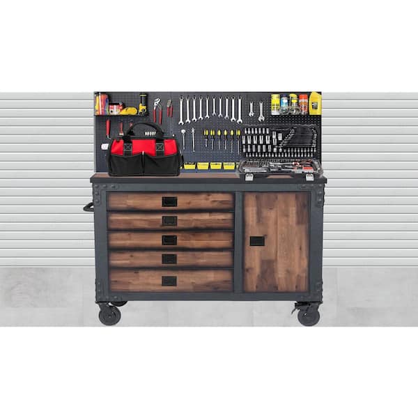 Duramax Building Products 48 in. 5-Drawers Rolling Tool Chest with Wood Top  68005 - The Home Depot
