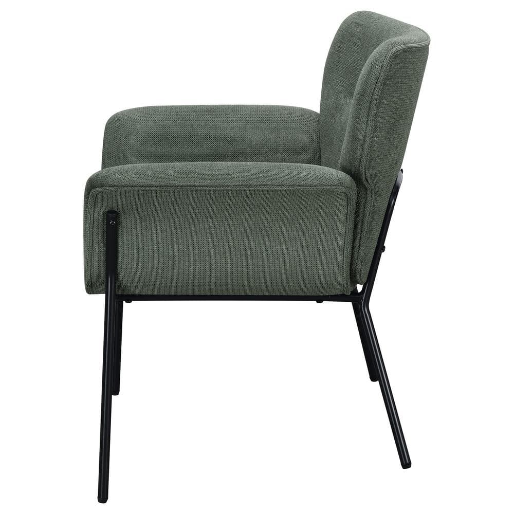 Ivy Green Woven Fabric Mid-Century Modern Accent Chair