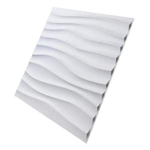 19.7 in. x 19.7 in. White PVC 3D Wall Panels Wavy Wall Design (12-Pack)
