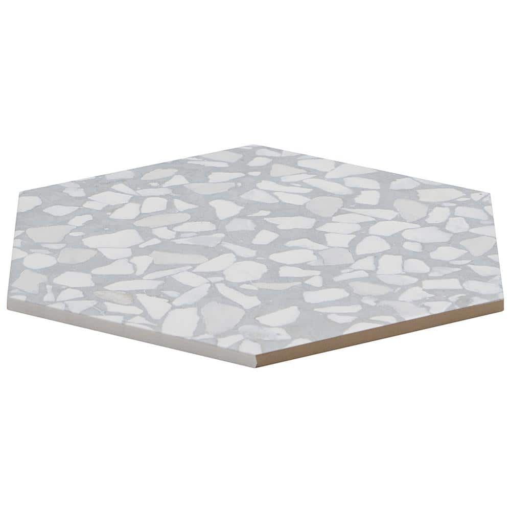 Jurassic Hex 9" Slate Terrazzo Look Matte Porcelain Tile