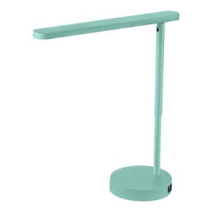 21 in. LED Sage Finish Task Lamp with 5-Volt 2 Amp USB with Night Light