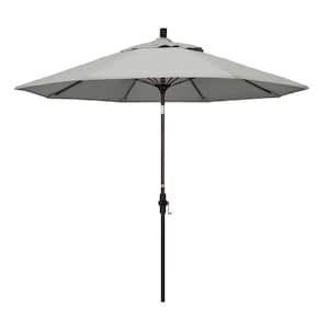 9 ft. Outdoor Market Patio Umbrella Bronze Aluminum Pole Fiberglass Ribs Collar Tilt Crank Lift in Sunbrella