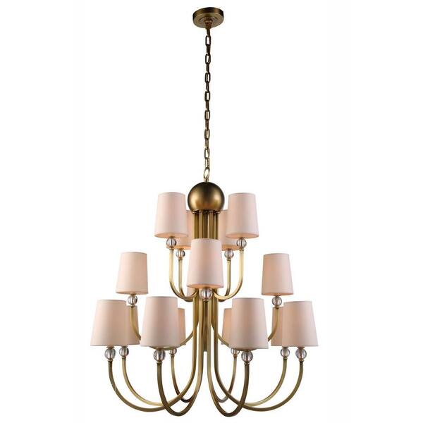 Elegant Lighting Toscana 16-Light Burnished Brass Pendant Lamp