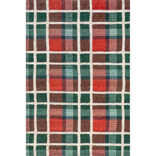 nuLOOM Clara HighLow Tartan Plaid Area Rug Hunter Green 5 ft. x 8 ft