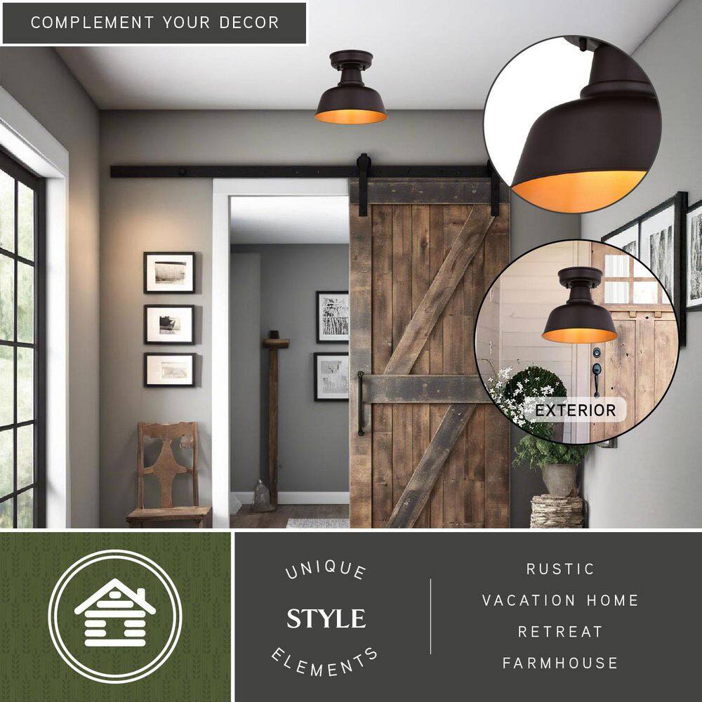 Bronze and Gold Farmhouse Indoor/Outdoor LED Ceiling Light