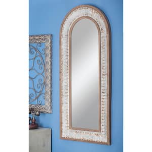 59 in. x 26 in. Window Inspired Arched Framed Gold Wall Mirror with Arched Top