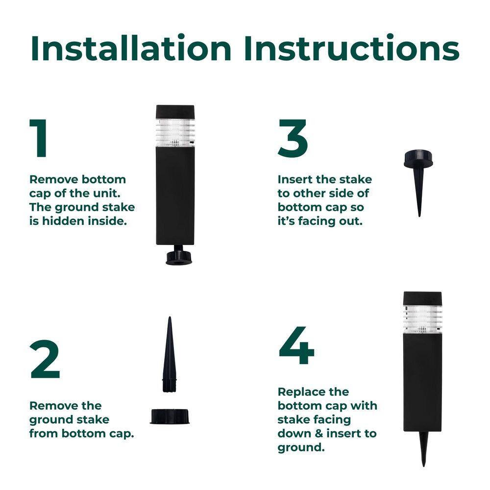 Small Black Plastic Solar LED Pathway Lights, 4-Pack