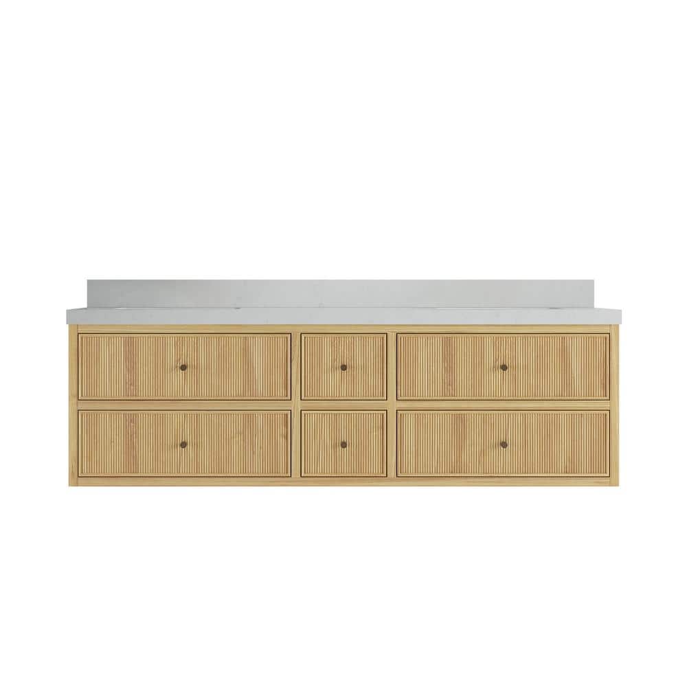 Sonoma Floating 72 in. H Double Sink Freestanding Light Natural Bath Vanity with Carrara Qt. Top Unassembled price history on PriceWatchPro