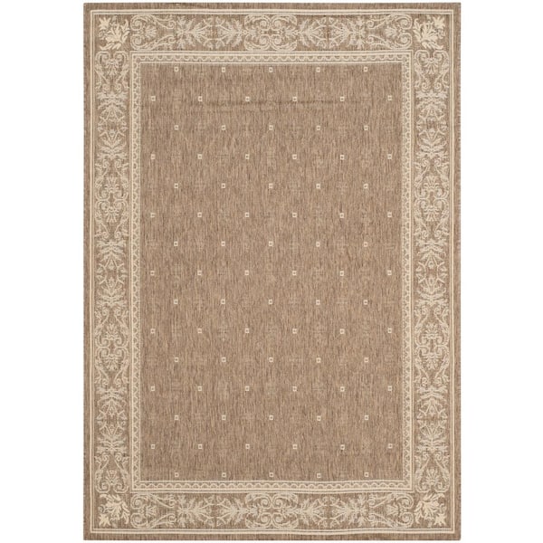 SAFAVIEH Courtyard Brown/Natural 4 ft. x 6 ft. Border Indoor/Outdoor