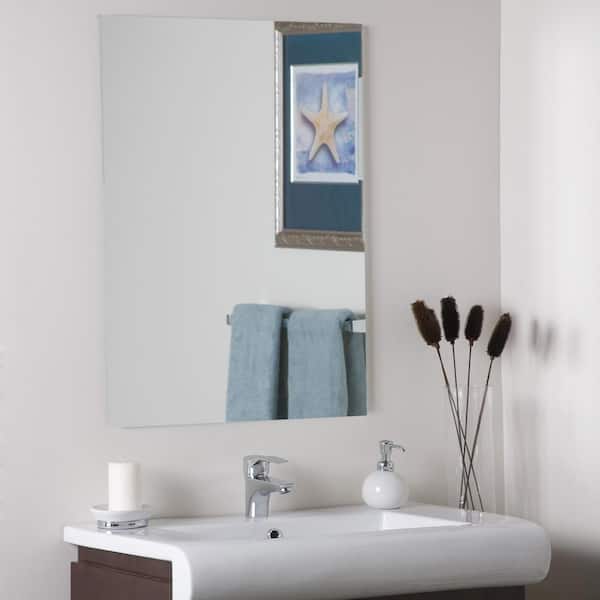 Decor Wonderland Reece 19.5 in. W x 27.5 in. H Rectangular Frameless Wall Mount Bathroom Vanity Mirror with Dual Mounting Brackets