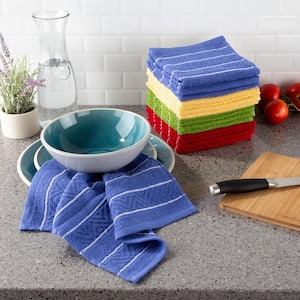 Multi-Color Chevron Weave Cotton Kitchen Dish Cloth Set (16-Pieces)