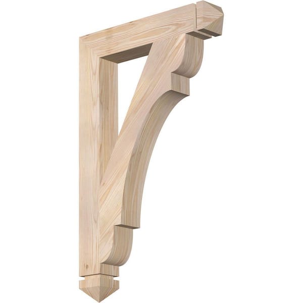 Ekena Millwork 3.5 in. x 34 in. x 22 in. Douglas Fir Olympic Arts and Crafts Smooth Bracket