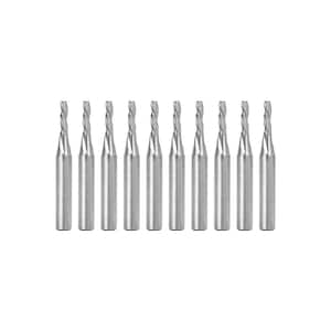 3 Flute Low Helix Downcut Spiral End Mill 1/8 in. Dia. 1/4 in. Shank Solid Carbide CNC Router Bit Set (10-Piece)