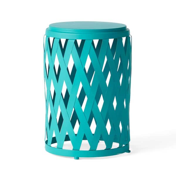 Unbranded Teal Iron Outdoor Side Table(Set of 2).
