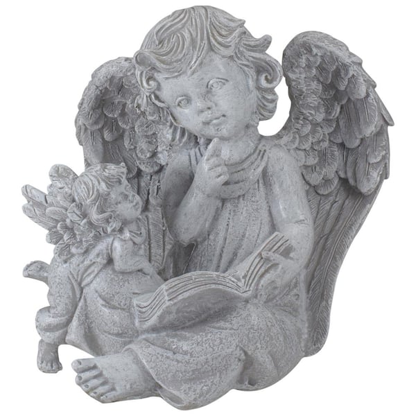 Northlight 8.25 in. Reading Angels with Book Outdoor Garden Statue