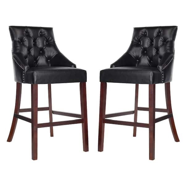 SAFAVIEH Eleni 45 In Black Wooden Bar Stool Set Of 2 BST6304F SET2   Black Safavieh Bar Stools Bst6304f Set2 64 600 